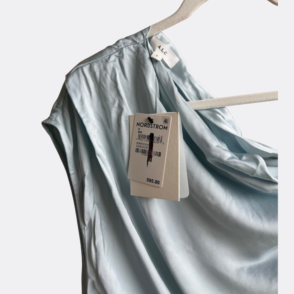 NWT A.L.C. Penny Satin Maxi Dress Cascade Blue sz 0 - Picture 4 of 9